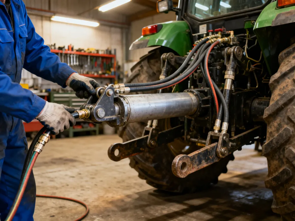 Podłączanie przewodów hydraulicznych przedniego TUZ do ciągnika
