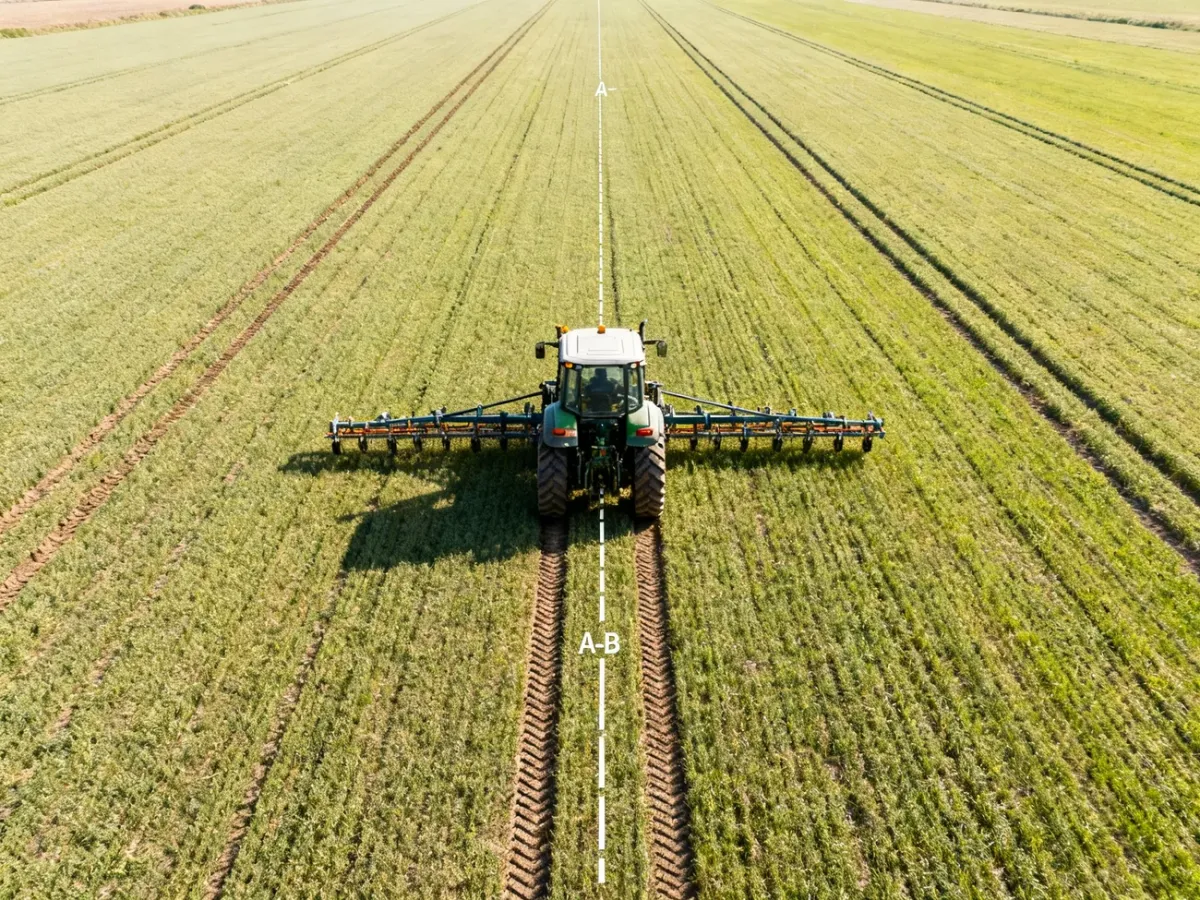 Tractor testing guidance accuracy along a straight field path