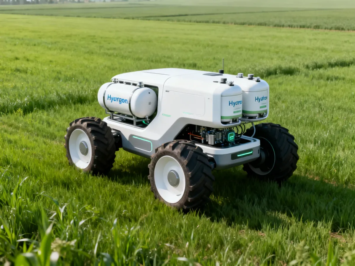 Autonomiczny ciągnik wodorowy Kuboty pracujący na polu